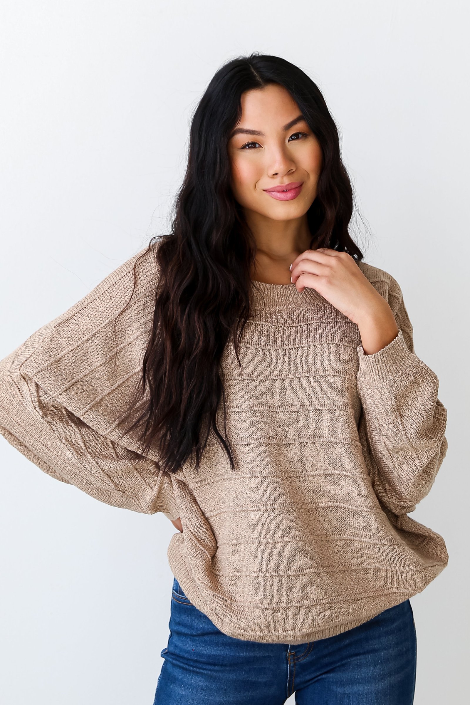 Seriously Cozy Taupe Lightweight Knit Oversized Sweater